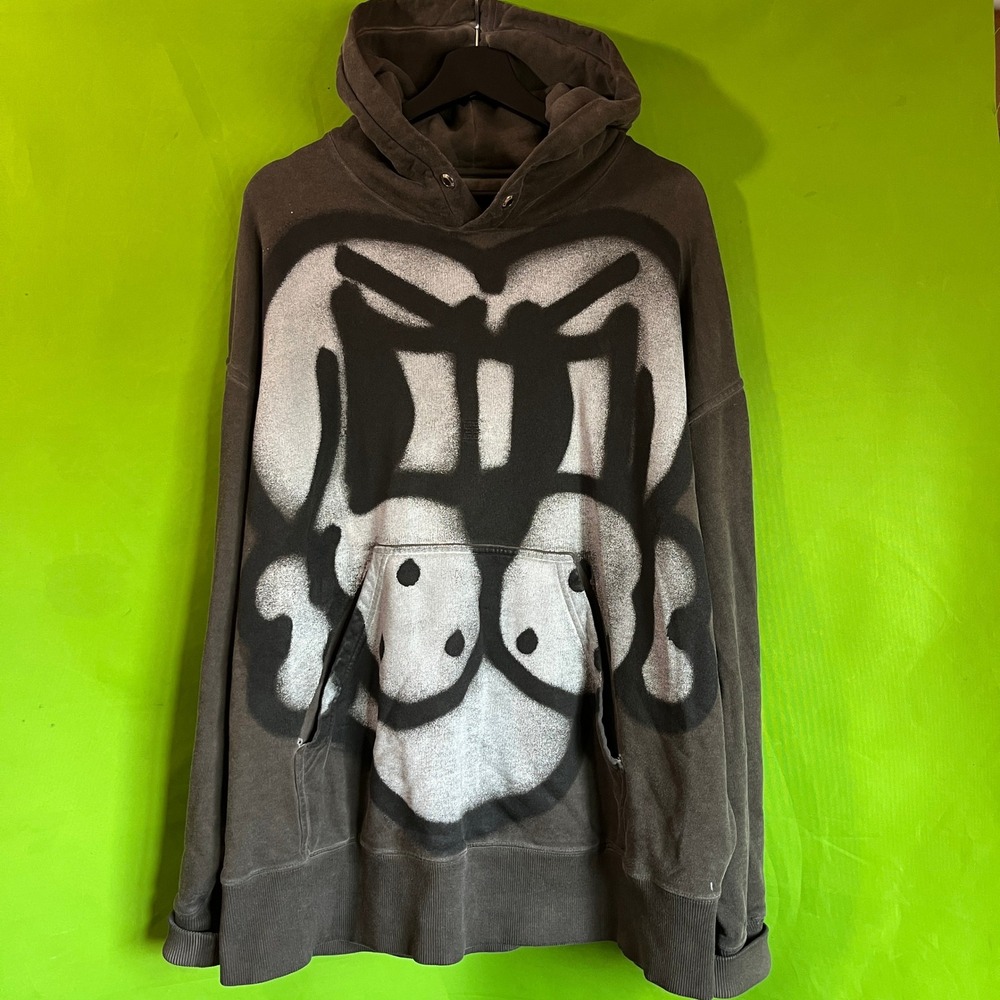 Givenchy x Chito Dog Authentic Oversized Hoodie Washed Charcoal Grey Mens Medium